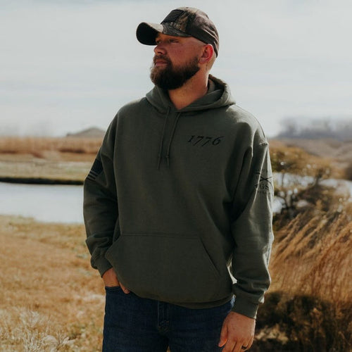 1776 Flag Hoodie - Military Green