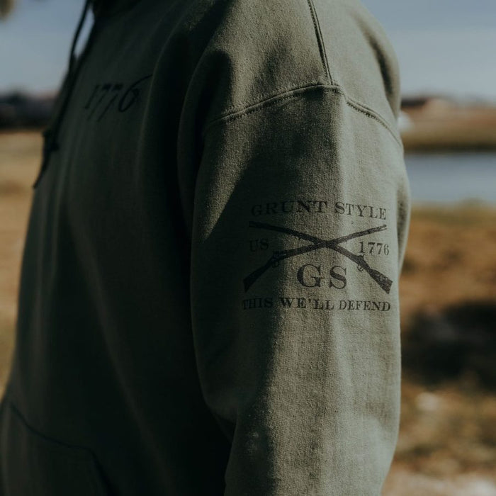 1776 Flag Hoodie - Military Green