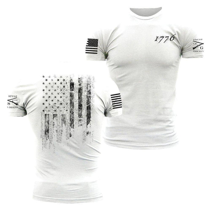 1776 American Flag Tee Shirt White | Grunt Style