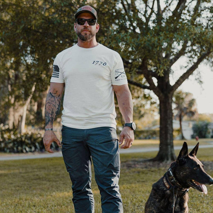 1776 American Flag Tee Shirt White | Grunt Style