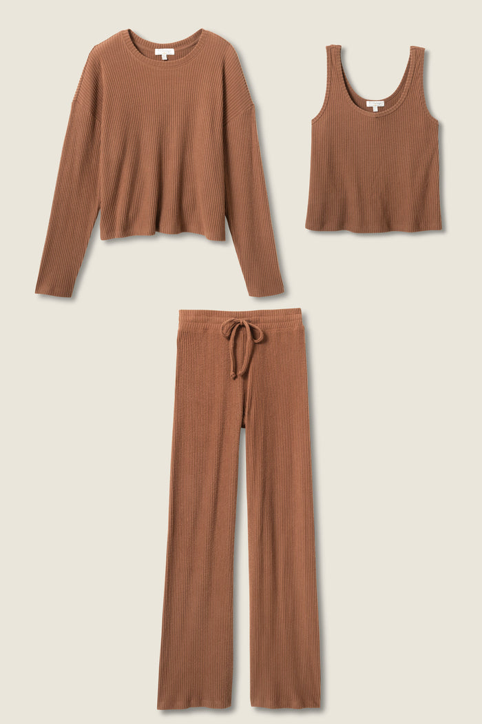 3-Piece Luxe Ribbed PJ Set - 3-Piece Set - P.J. Salvage