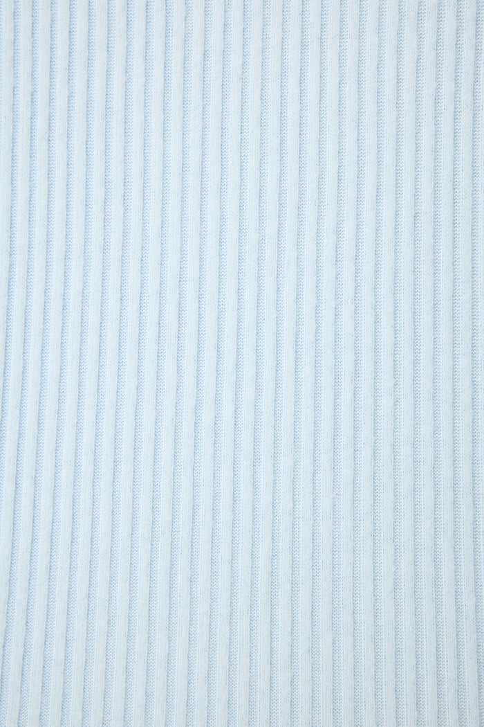 Close-up of the 3-Piece Luxe Ribbed Celestial PJ Set by P.J. Salvage in light blue, featuring soft ribbed fabric with evenly spaced vertical lines for a textured, uniform look.