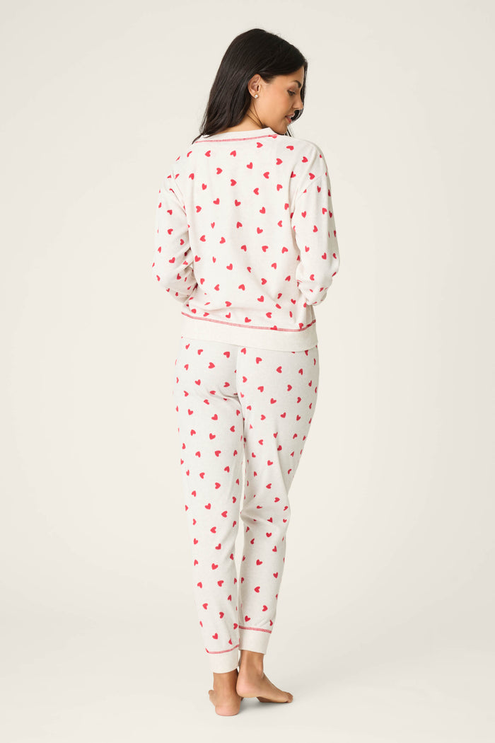 4-Piece Heart Print Thermal Lounge Set - 4-Piece Set - P.J. Salvage