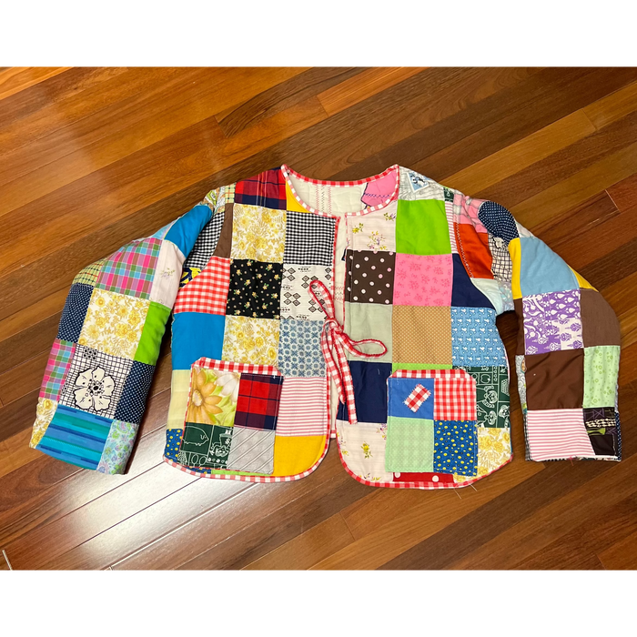 Sunbonnets and patchy Reversible Vintage Quilt Jacket