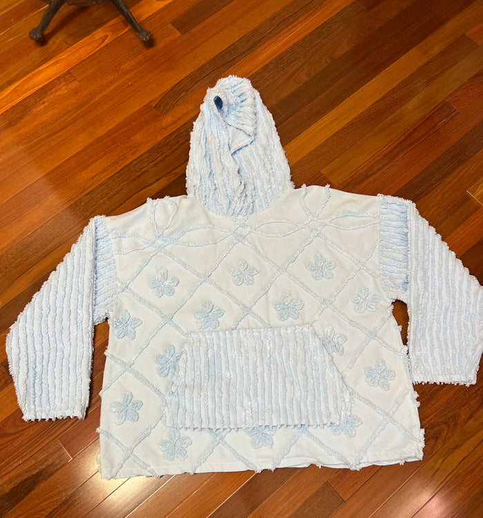 Vintage crisscross trellis chenille hoodie