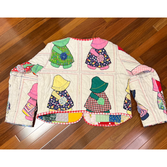 Sunbonnets and patchy Reversible Vintage Quilt Jacket