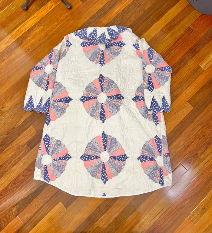 Dresden Plate Patchwork Quilted Duster Coat