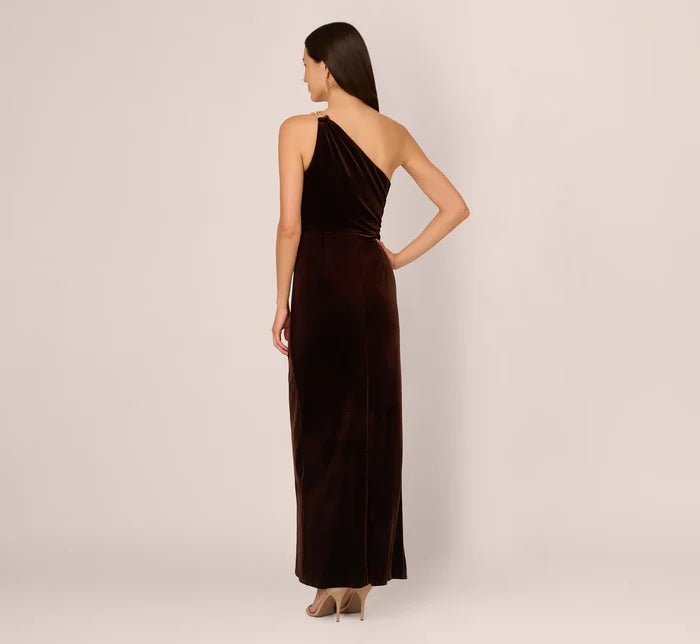 Adrianna Papell One Shoulder Velvet Dress AP1E211697