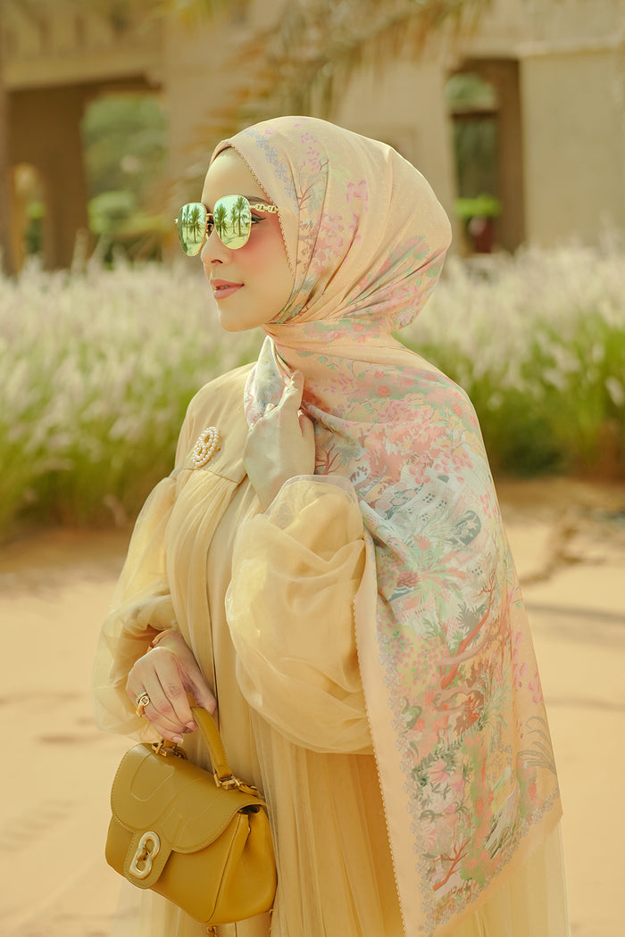Al Qasr Satin Shawl - Amber