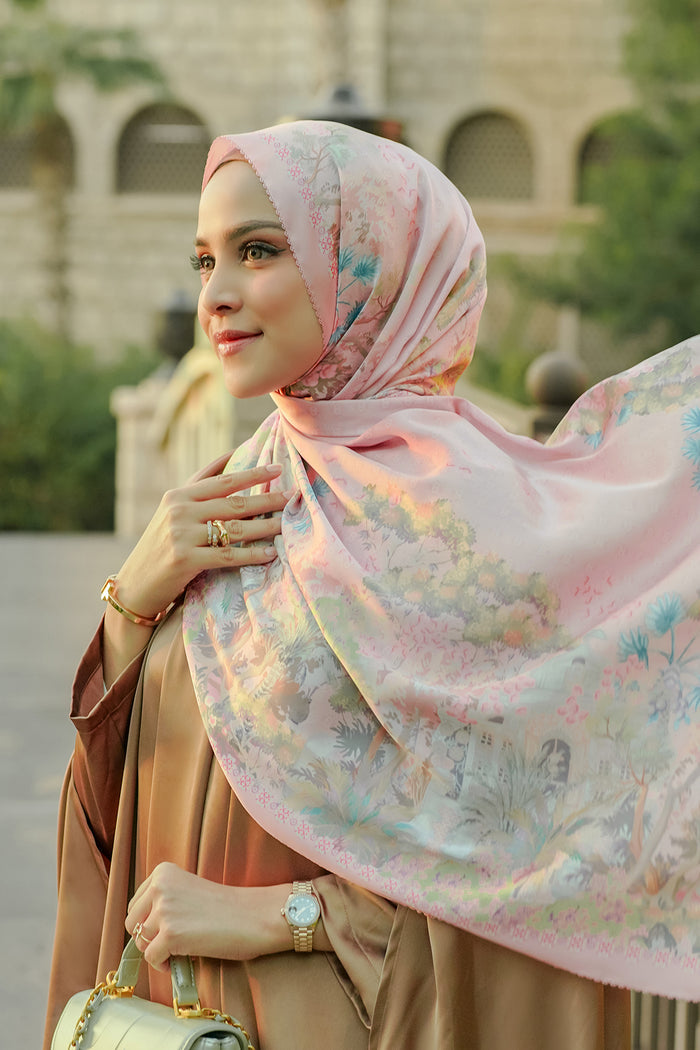 Al Qasr Satin Shawl - Lotus