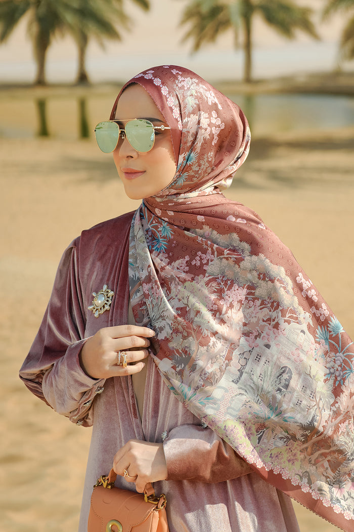 Al Qasr Satin Shawl - Saffron