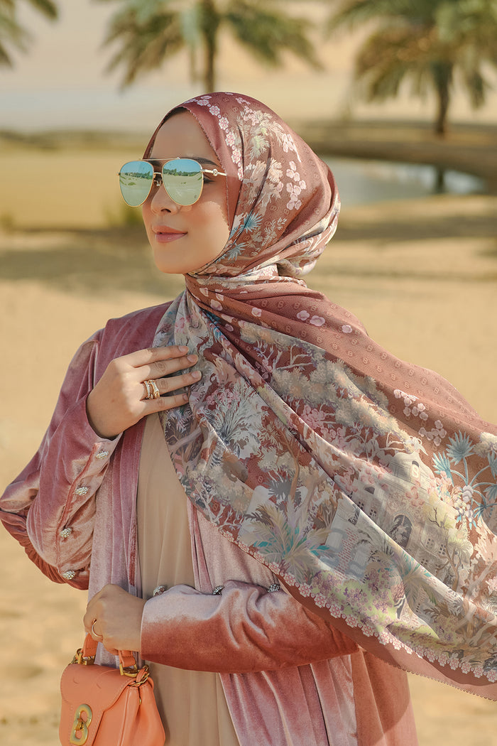 Al Qasr Satin Shawl - Saffron