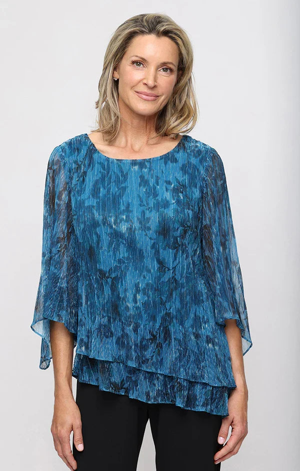 Alex Evening 3/4 Sleeve with Double Tier Hem Blouse 8327907