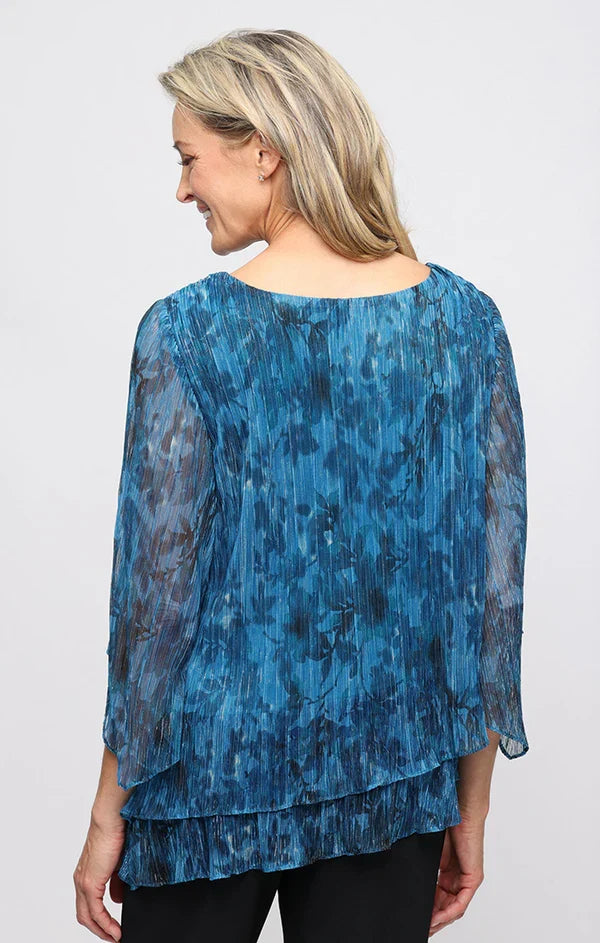 Alex Evening 3/4 Sleeve with Double Tier Hem Blouse 8327907