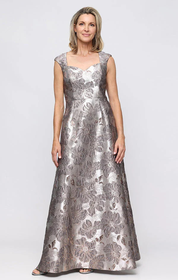 Alex Evening Jacquard Long Evening Dress 8181284