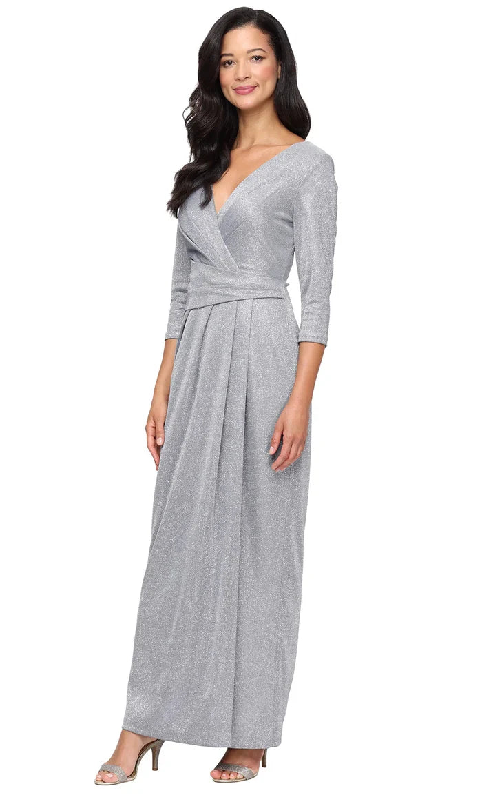 Alex Evening Metallic 3/4 Sleeve Dress 8127874