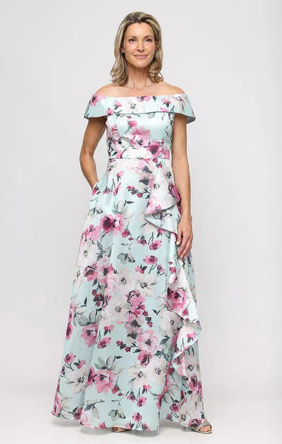 Alex Evening Off the Shoulder Floral Evening Dress 8192033