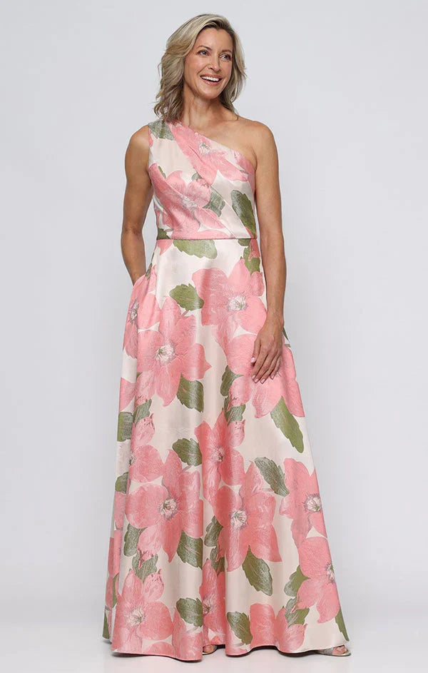 Alex Evening One Shoulder Floral Long Evening Dress 8181287