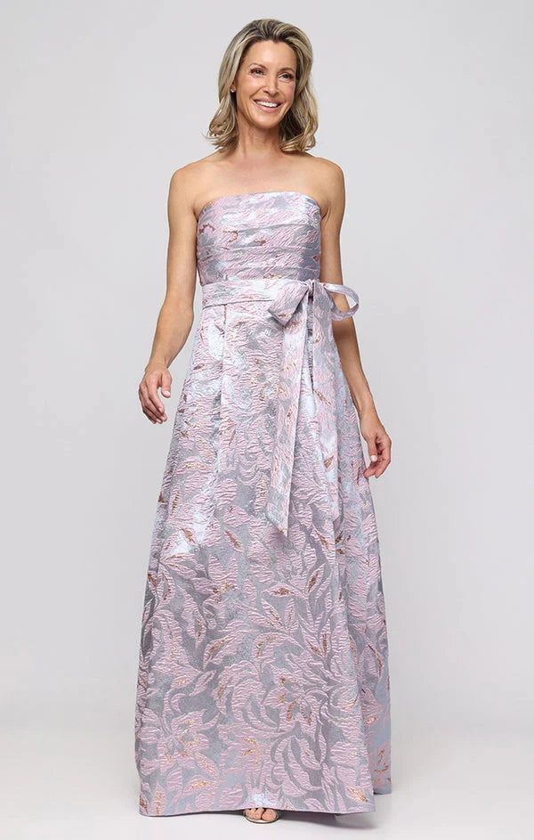 Alex Evening Strapless Metallic Evening Long Dress 8181273