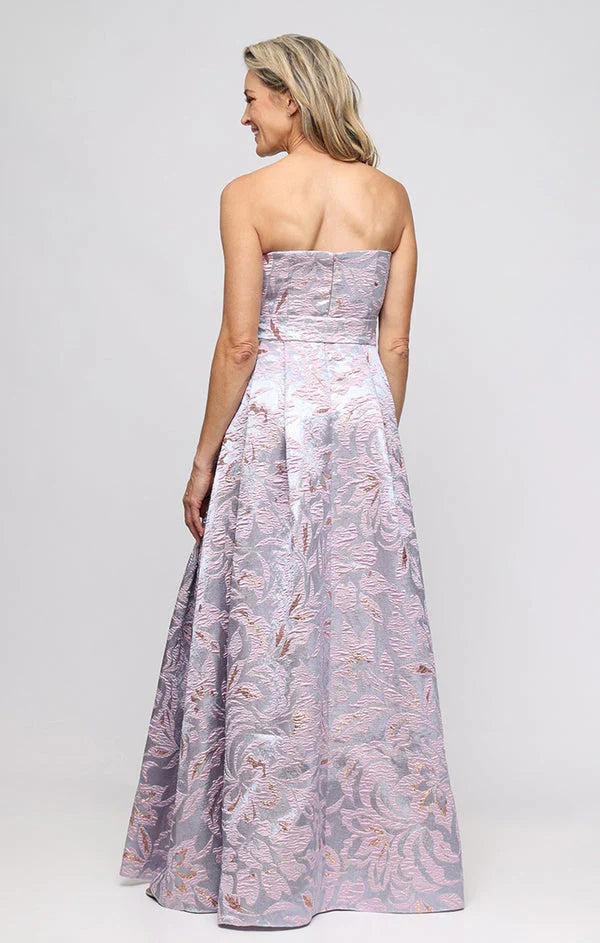 Alex Evening Strapless Metallic Evening Long Dress 8181273