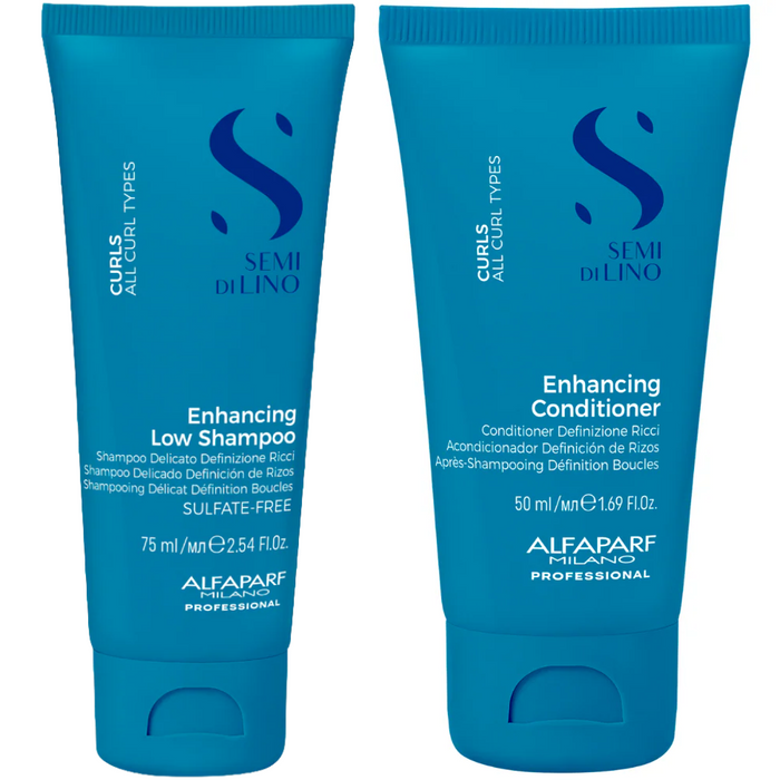 Alfaparf Milano Semi Di Lino Curls Enhancing Low Shampoo 75ml & Conditioner 50ml Twin