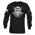 A black long-sleeve t-shirt with a white skull and crossbones graphic on the chest. The graphic features the text 'THE GOONS' on the skull and 'ALWAYS SAY KILL' below it.