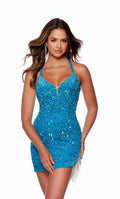 Alyce Paris Velvet Sequin Fringe HoCo Dress 4747