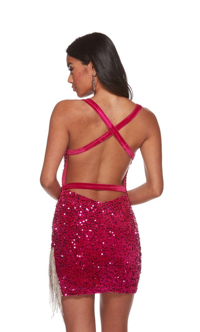 Alyce Paris Velvet Sequin Fringe HoCo Dress 4747