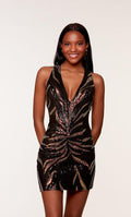 Alyce Paris Zebra Sequin Homecoming Dress 4655