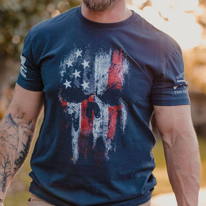 Cool Graphic Tees Mens | Black American Reaper 2.0 Flag Shirt | Grunt Style