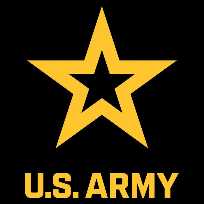Yellow star and 'U.S. Army' text on a black background