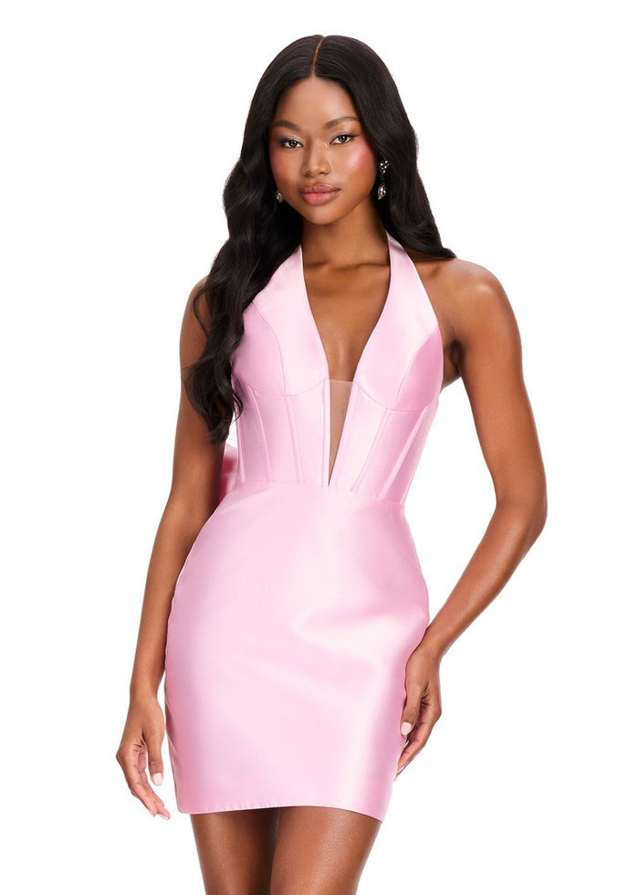 ASHLEYlauren Halter Open Back Homecoming Dress 40026