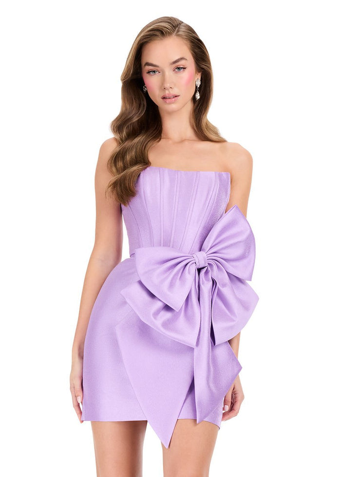 ASHLEYlauren Strapless Mikado Bow Homecoming Dress 40015