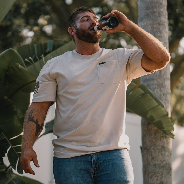 Basic Heavyweight Pocket T-Shirt - Sand