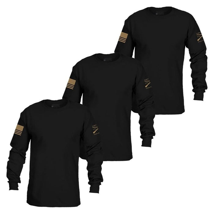 Grunt Style Basic Long Sleeve 3 Pack - Black ls tees