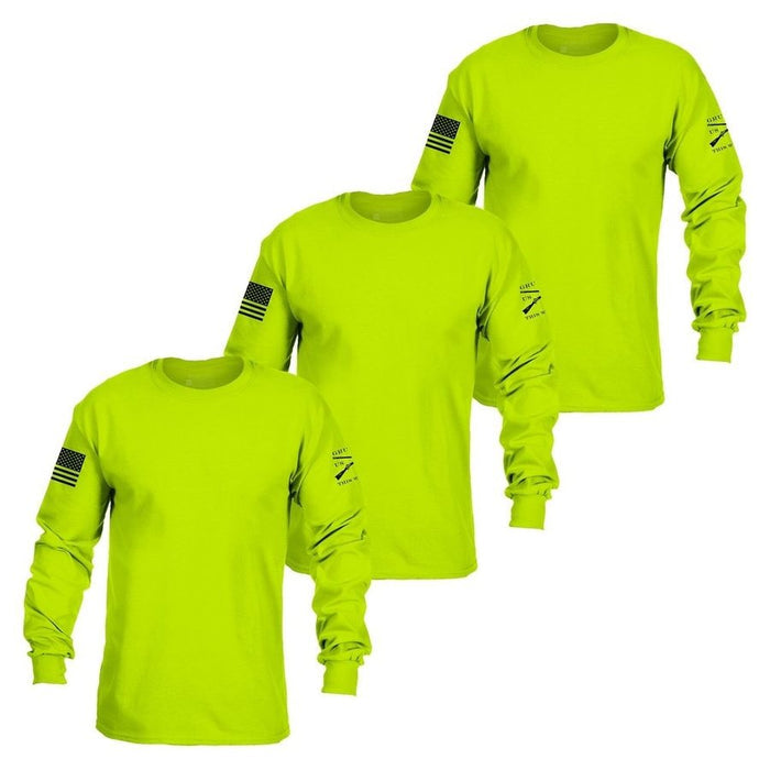 Grunt Style Basic Long Sleeve 3 Pack - Safety Green ls tees
