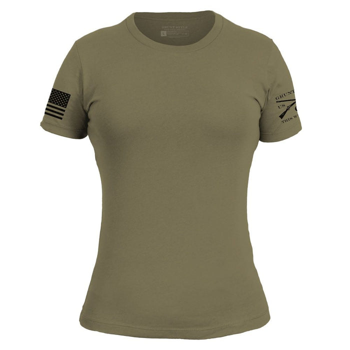 Grunt Style Women's Essential Patriot Slim Fit T-Shirt - Military Green T-Shirt