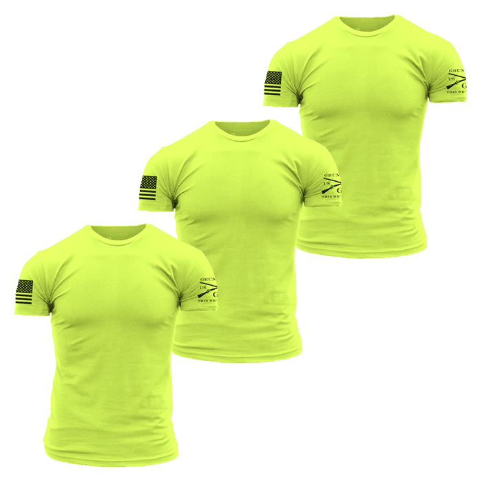 Basic T-Shirts - Safety Green - 3 Pack