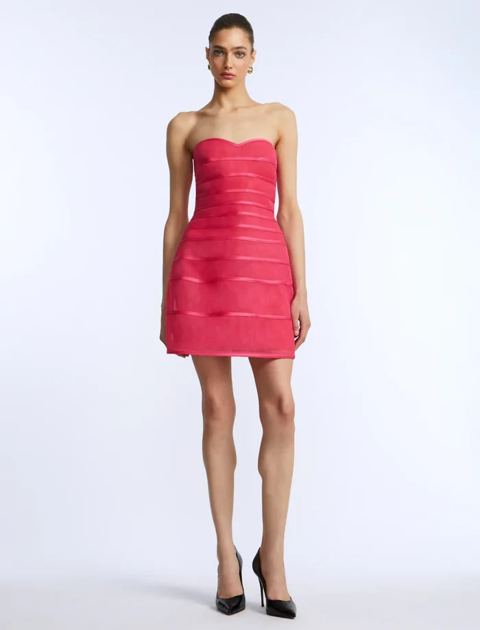 BCBG Sheer Volume Strapless Mini Dress 791120