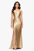 Betsy & Adam Fitted Satin Corset Long Dress A27720