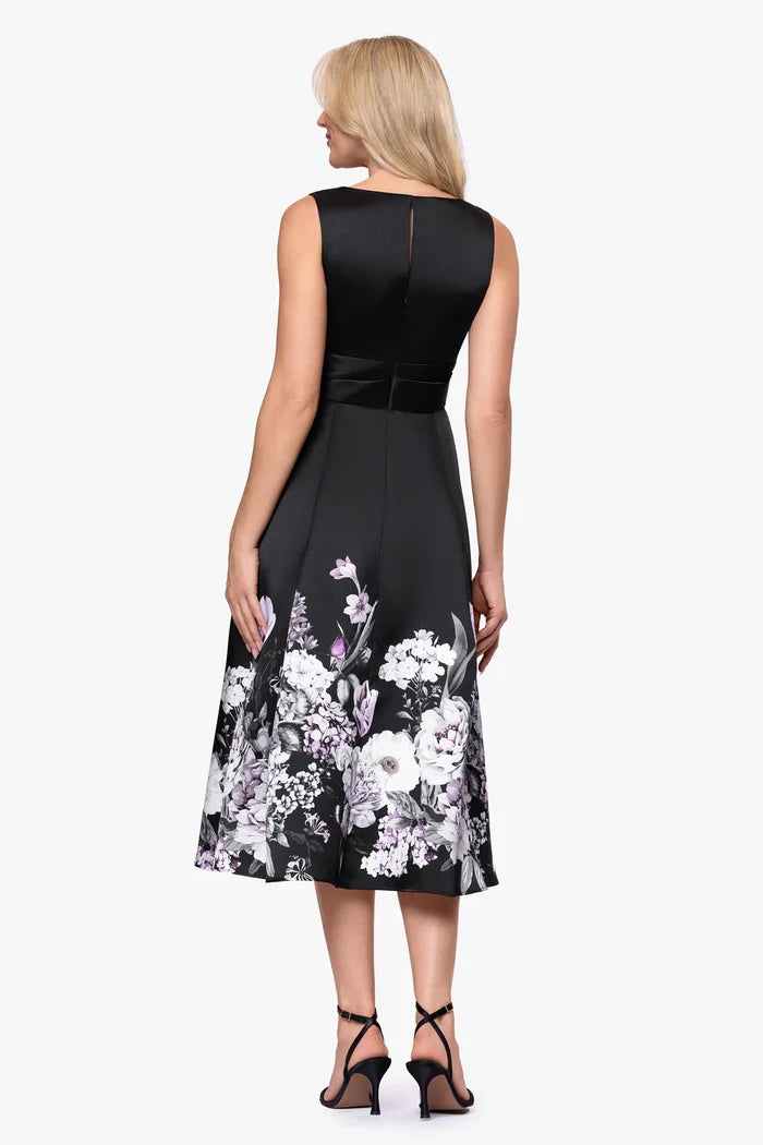 Betsy & Adam Floral Midi Mikado Dress A28075