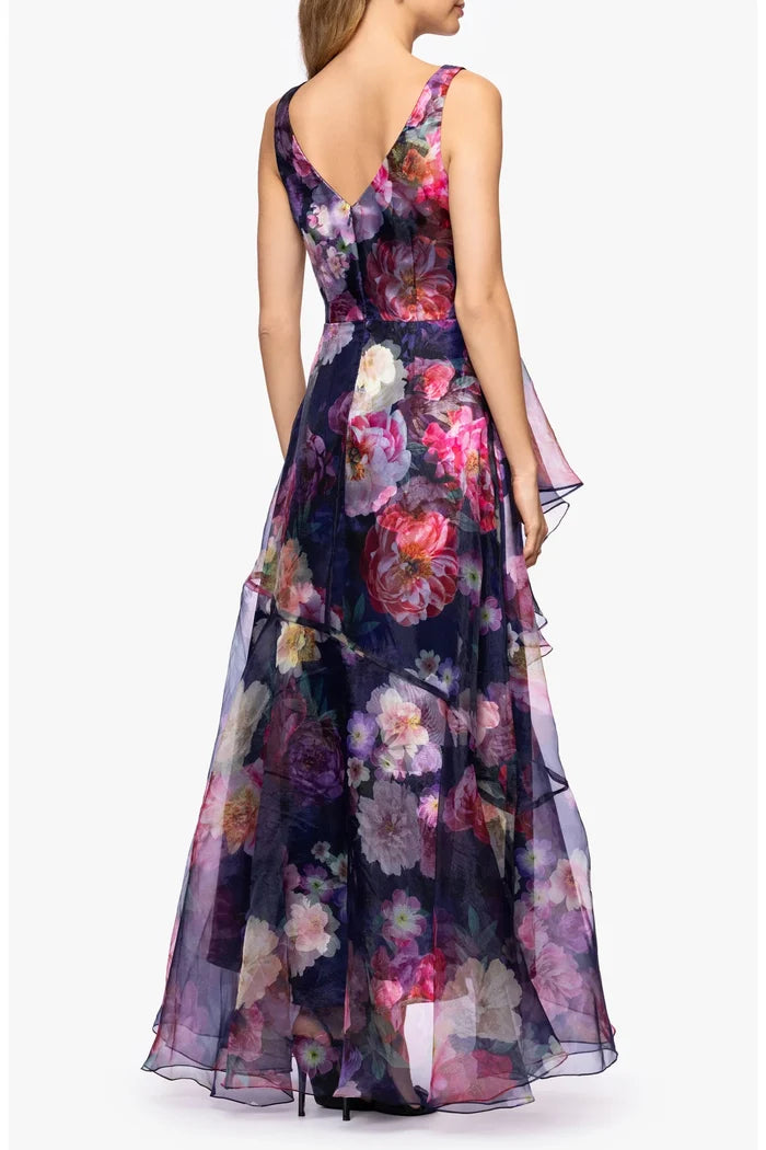 Betsy & Adam Floral Print Organza Dress A27869