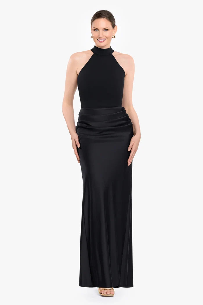 Betsy & Adam Mock Neck Long Evening Dress A28475