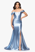 Betsy & Adam Off the Shoulder Corset Long Dress A27896