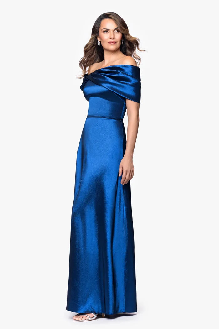 Betsy & Adam Off the Shoulder Long Evening Dress A28067