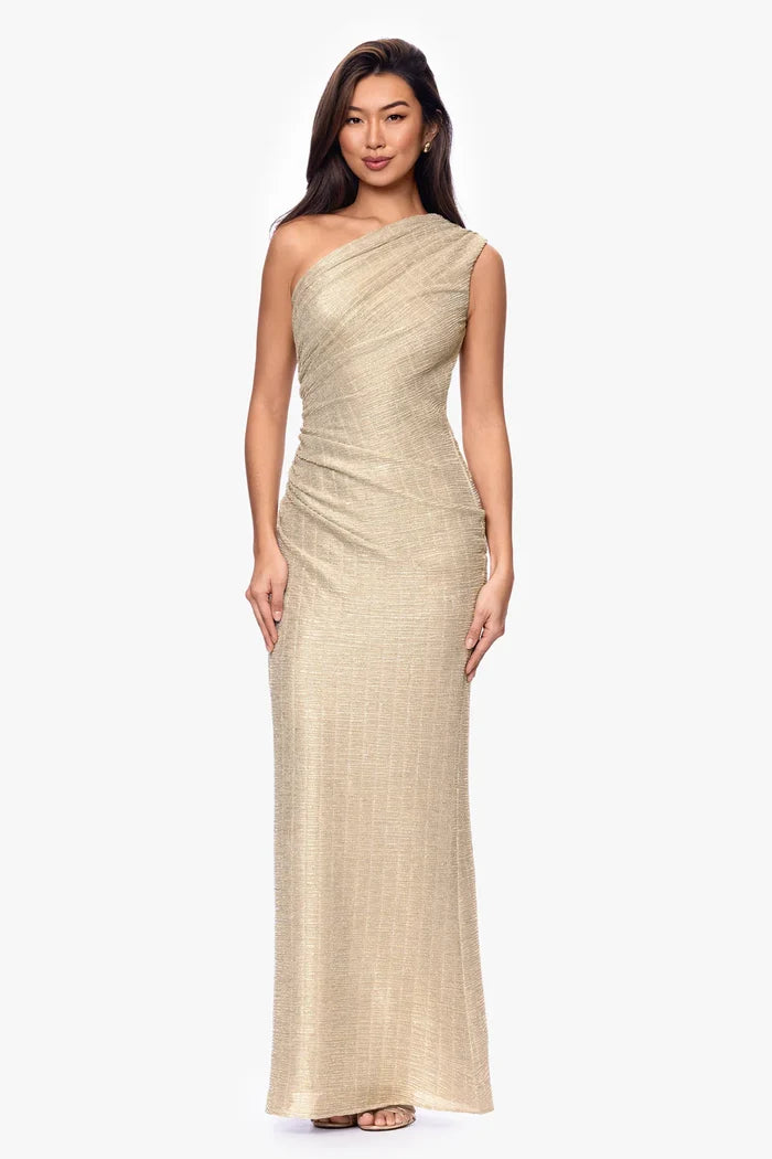 Betsy & Adam One Shoulder Long Evening Dress A27876