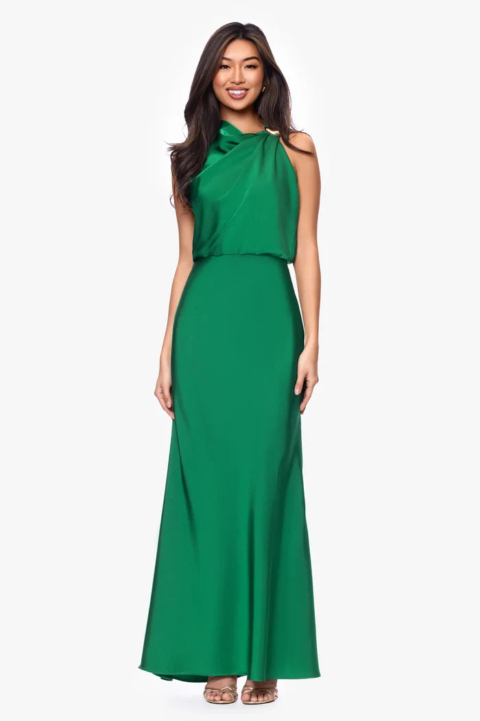 Betsy & Adam Satin Long Evening Dress A27924