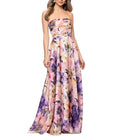 Betsy & Adam Strapless Floral Print Long Dress A27953