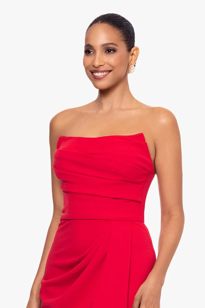 Betsy and Adam "Flora" Long Strapless Corset Dress A26841