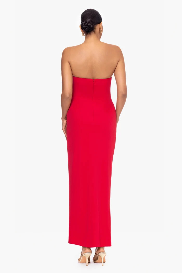 Betsy and Adam "Flora" Long Strapless Corset Dress A26841